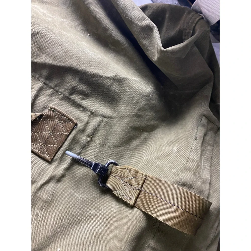 Vintage Olive Green Military Surplus Canvas Duffle Bag Heavy Duty Utility Sack